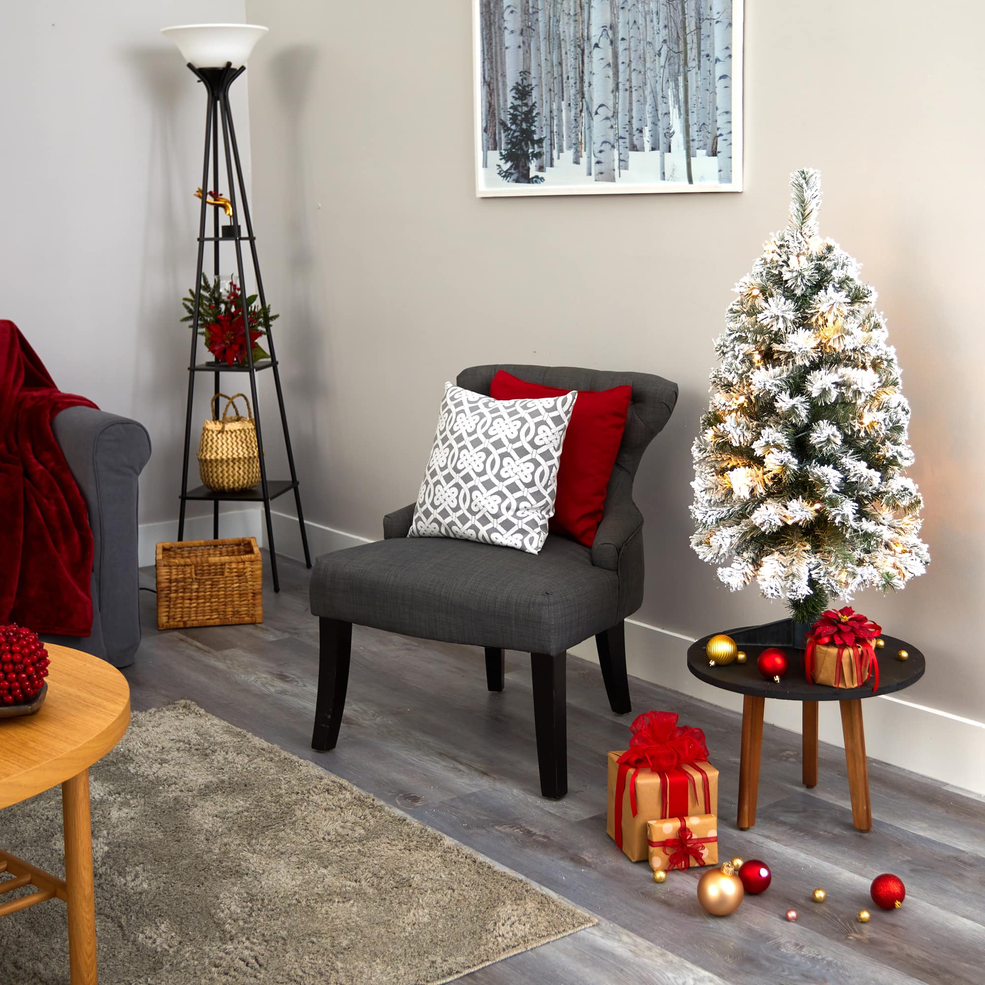 3ft. Pre-Lit Flocked West Virginia Fir Artificial Christmas Tree, Clear LED Lights